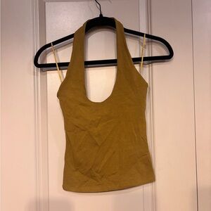 Zara Olive Green Halter Neck Women's Top